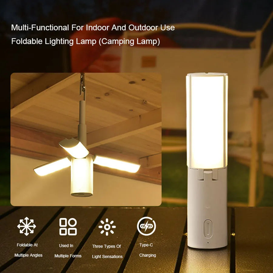 Folding Outdoor Camping Light Portable Lantern Rechargeable 3 Modes Dimmable For Outdoor Camping Tent Emergency Lighting Oasis Select