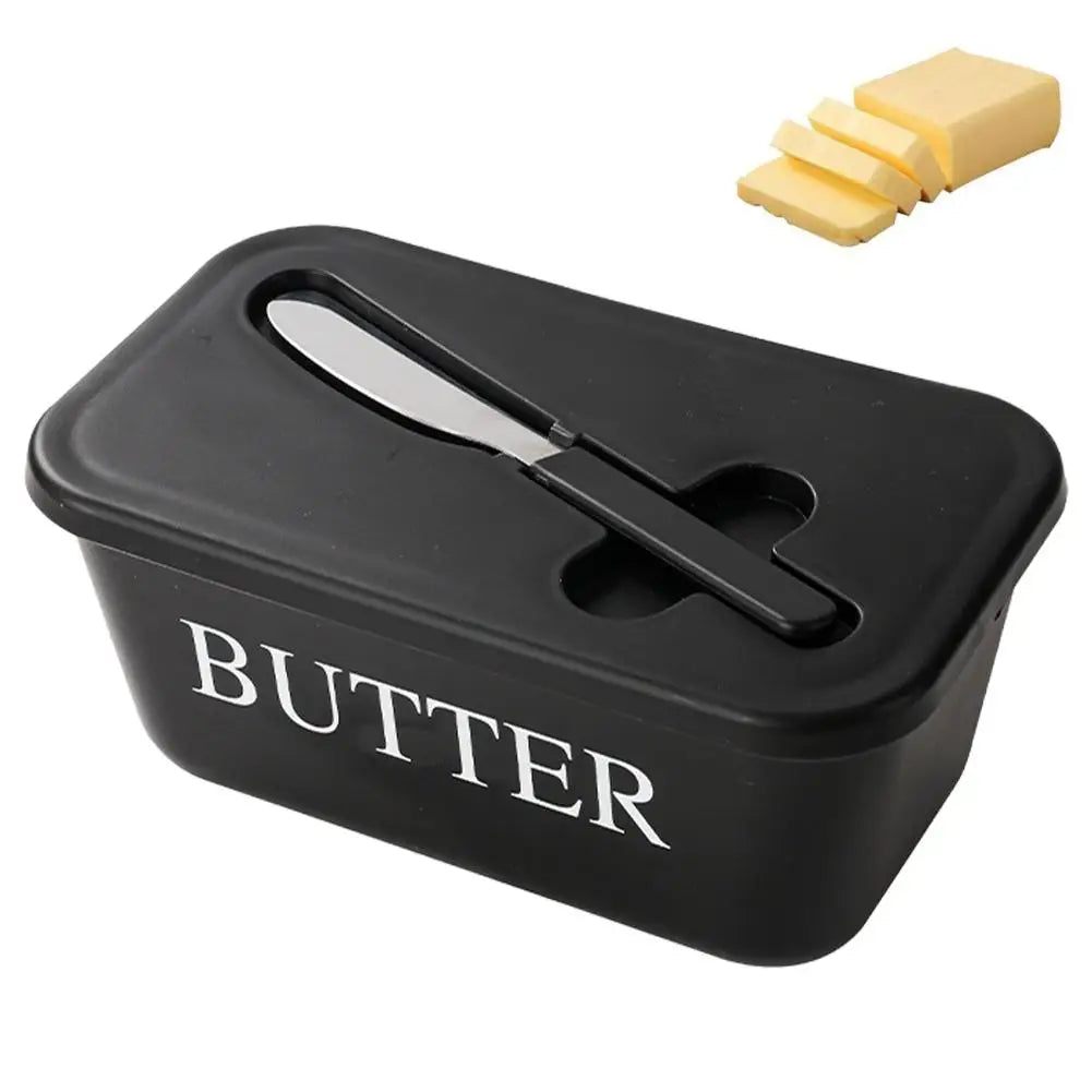 Airtight PP Butter Dish with Lid & Spreader – Fridge Keeper