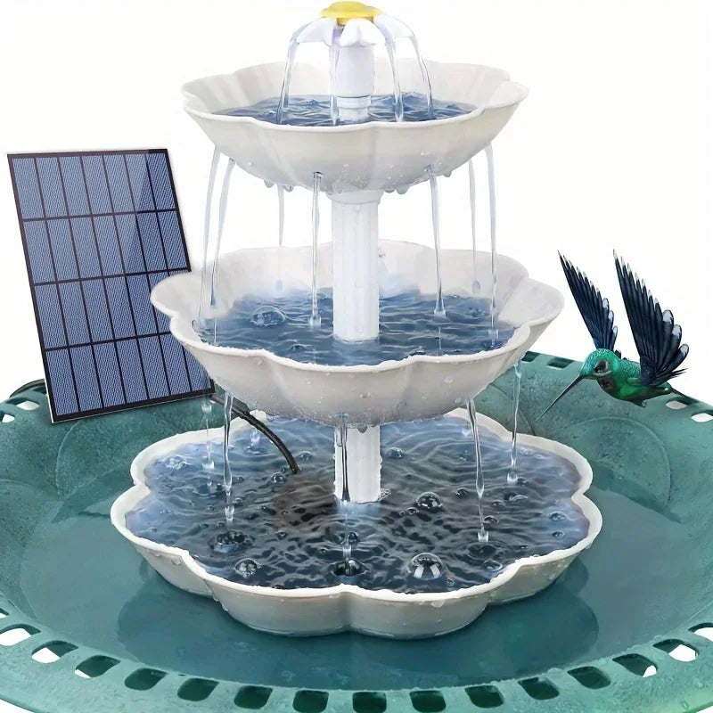 Solar Bird Bath Water Fountain Detachable DIY Water Landscaping Fountain For Bird Bathing Garden Decoration, Outdoor Bird Feeder Oasis Select