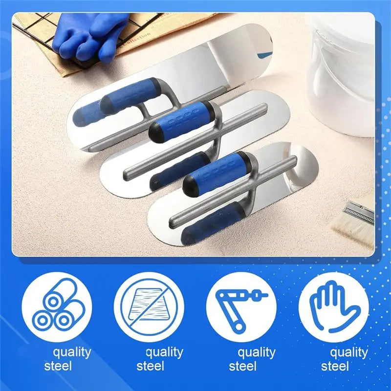 LIKE WISH 3PCS Stainless Steel Pool Trowel Set (16Inch/14Inch/12Inch) Flat Concrete Finishing Trowel Tools Oasis Select