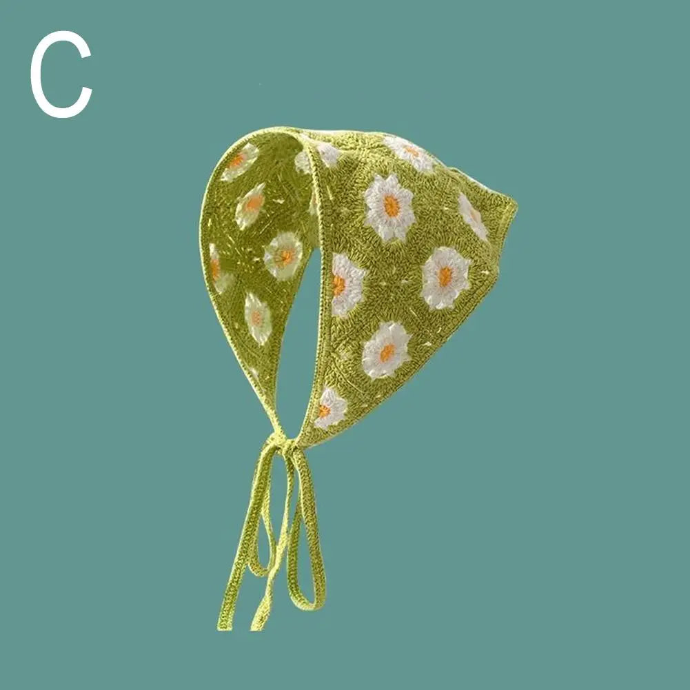 Retro Knitted e Scarf Headband for Women Cute Sweet Artistic Sle Travel Outfit Korean Version for Summer Season Oasis Select C