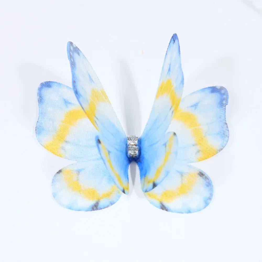 50Pcs 3D Organza Fabric Butterfly Appliques Double-layer Gradient Color Simulation Mesh Butterfly Patch Translucent Oasis Select 4-04