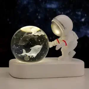 Astronaut Night Light Desktop Small Ornaments Decorative Crystal Ball Birthday Gift for Boys and Girls Decoration Oasis Select Love Dolphin USB gift packae