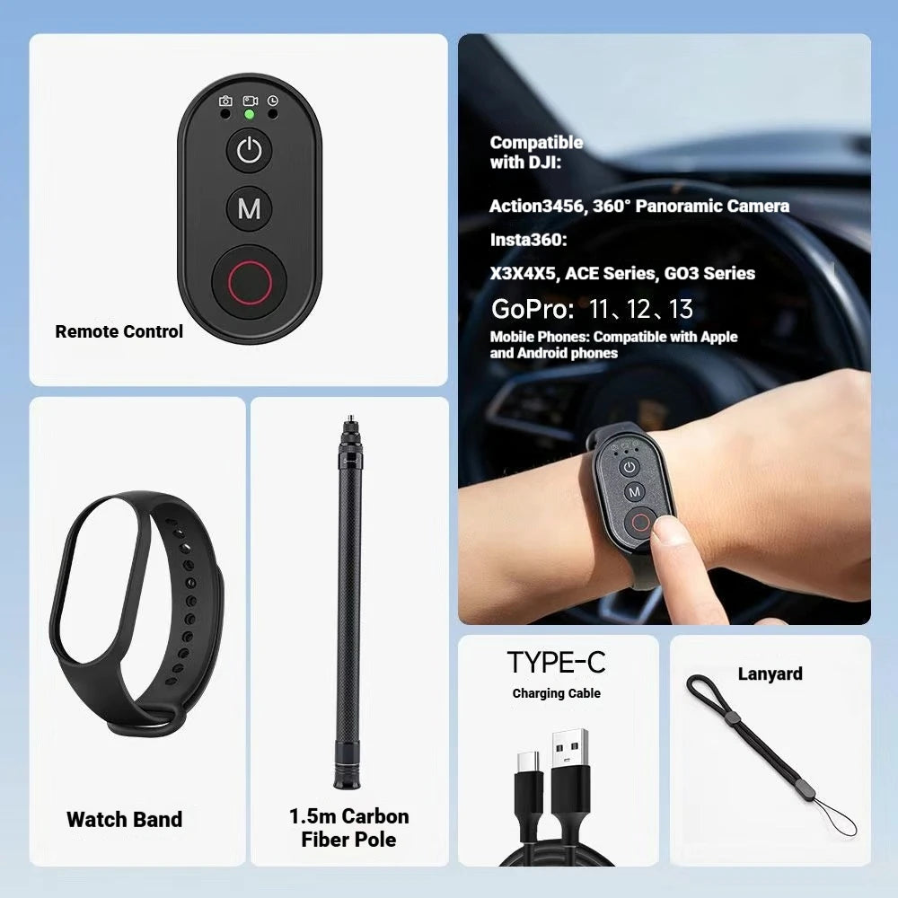 Wristband Wireless Remote for DJI Action, Insta360 & GoPro