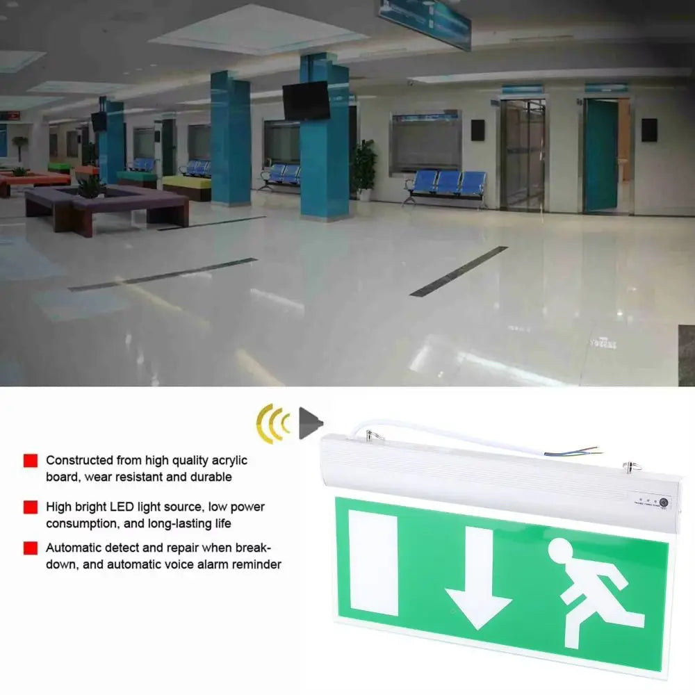 LED Exit Sign Emergency Evacuation Light | Acrylic Green Indicator Emergency Exit Sign Oasis Select