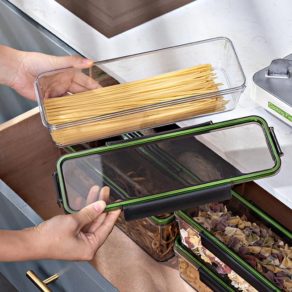 Pasta Storage Box Noodle Spaghetti Container Household Cereal Preservation Storage Box With Cover Moisture-Proof Food Container Oasis Select