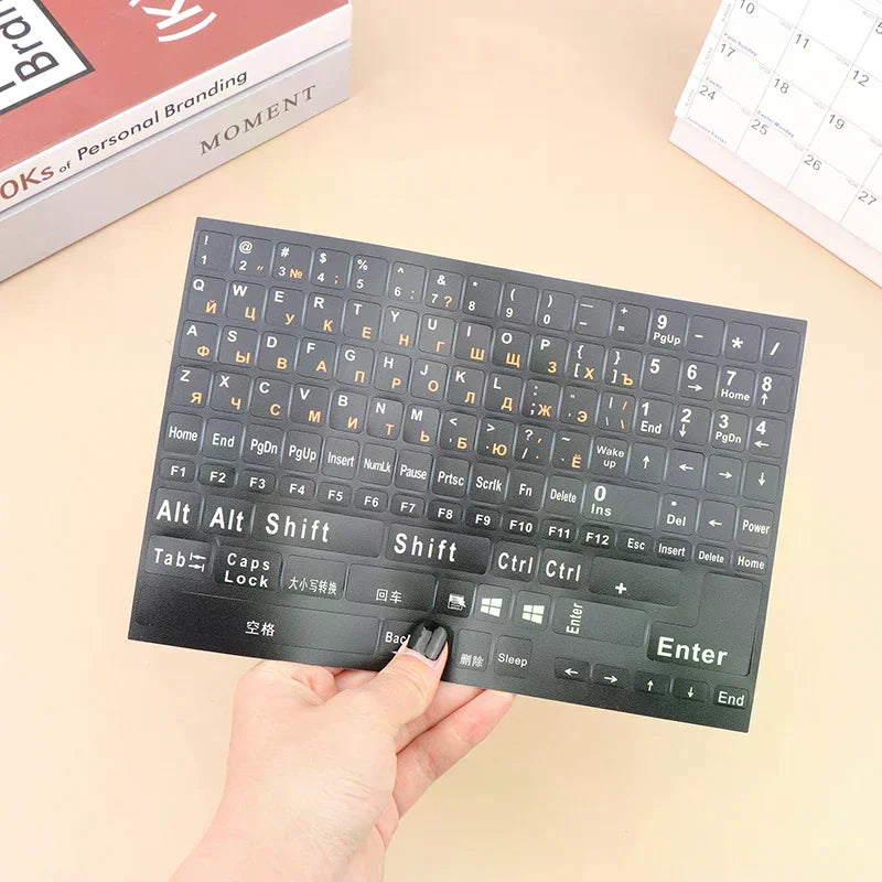 1Pc Full Size Russian Keyboard Stickers Letter Alphabet Layout Sticker Key Stickers For Laptop Desktop PC Keyboard Cover Oasis Select