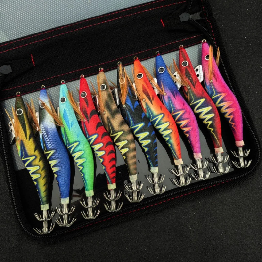 Multi-specification luminous beads wooden shrimp squid hook wooden shrimp set new lightning striped wooden shrimp squid hook exp Oasis Select