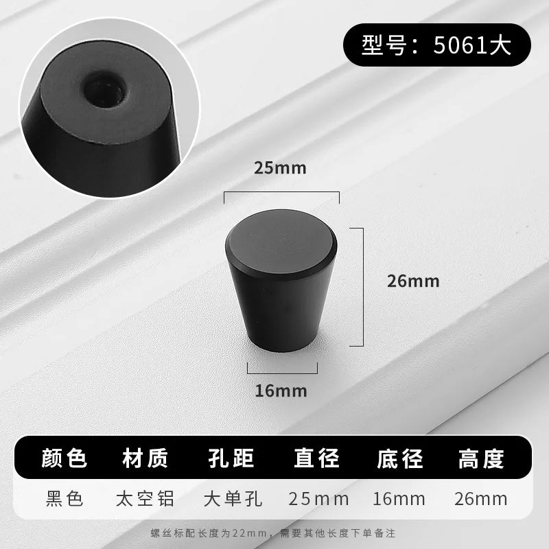 Aluminium Alloy Black Cabinet Knobs Kitchen Cabinet Handles Drawer Pulls Furniture Handle Hardware Oasis Select blac5061-single hole 1
