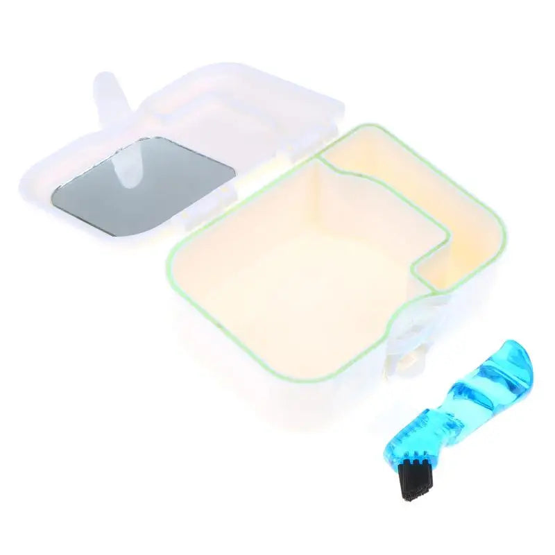 Portable Denture Case Kit with Mirror & Cleaning Brush