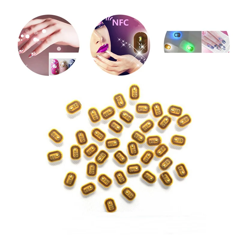 5Pcs NFC Flash Nail Sticker LED Bare Chip Intelligent Luminous Nail Lamp Nail Sticker Enhancement, White Light Oasis Select as shown