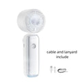 USB Rechargeable Mini Handheld Fan Ultra-Quiet Semiconductor Cooling Small Electric Fan Digital Display Powerful Wind Oasis Select White