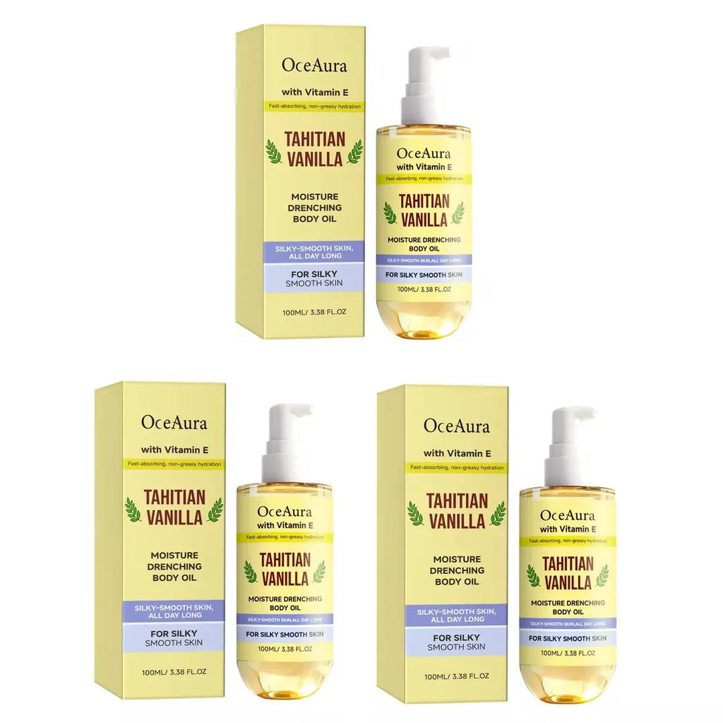 Deep Hydration Body Serum Oil Vanilla Fragrance Lasting Hydrating Fast Absorption Repair Dry Skin Powerful Moisturizing Body Oil Oasis Select 100ml x3 boxed