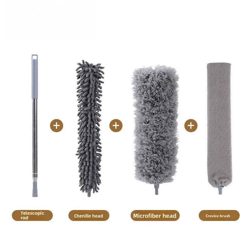 2.8M Extended Chicken Feather Duster Extendable and Curved Ceiling Cleaning Broom Household Electrostatic Dust Collector Oasis Select 4pcs one set
