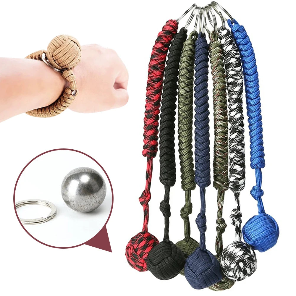 Monkey Fist Paracord Keychain with Steel Ball | EDC Survival
