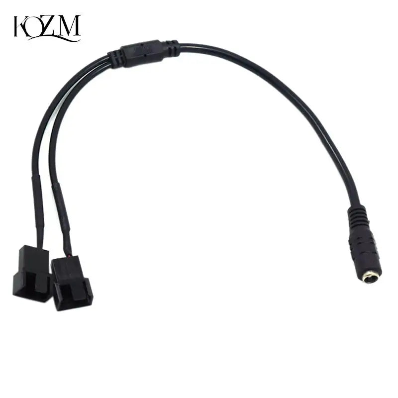 DC 5521 to 4-Pin PWM 2-Way PC Fan Power Adapter Cable 12V