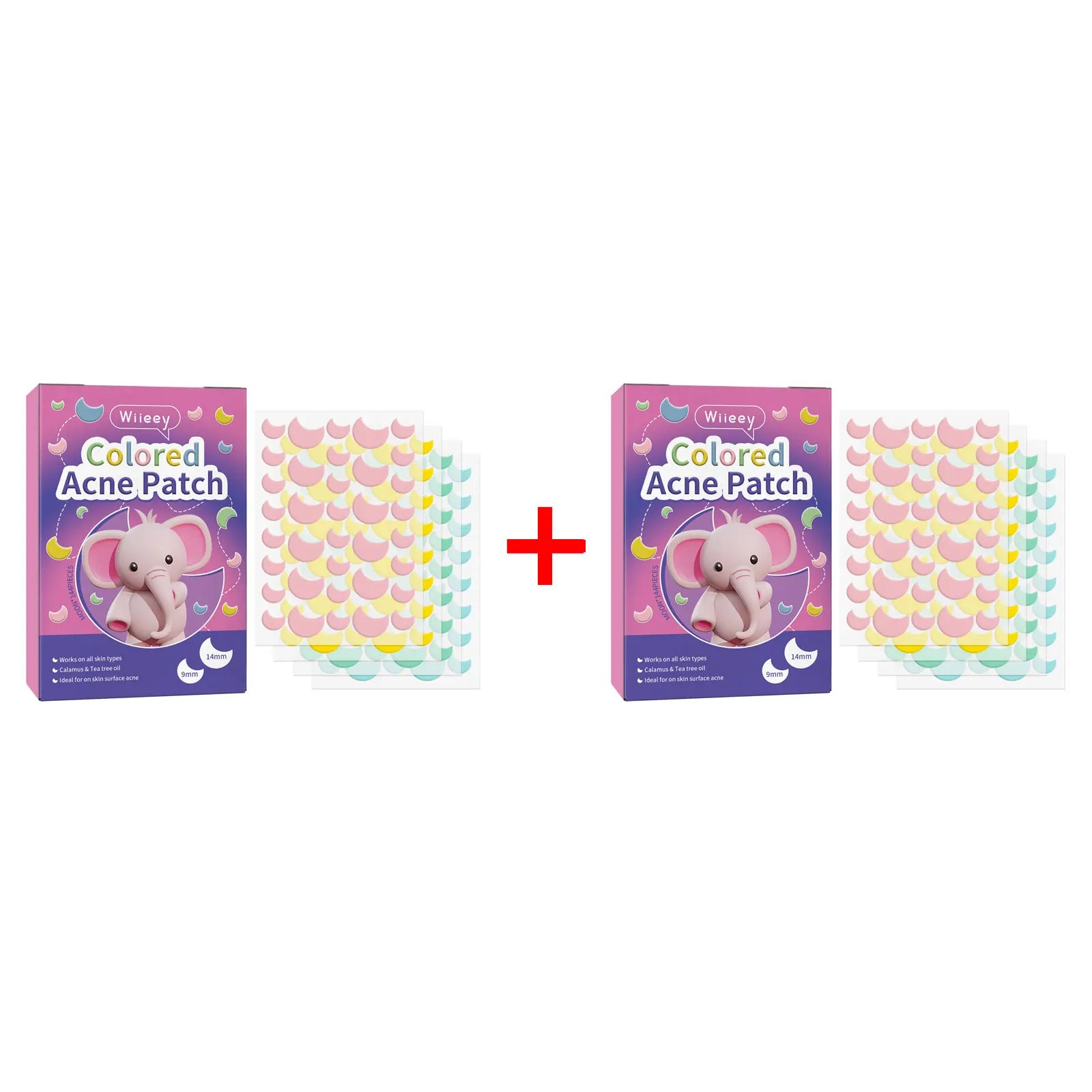 Wiieey Star Acne Patches – Colorful Pimple Stickers 144–288pc Acne Pimple Patch Oasis Select Moon 144pcs x 2
