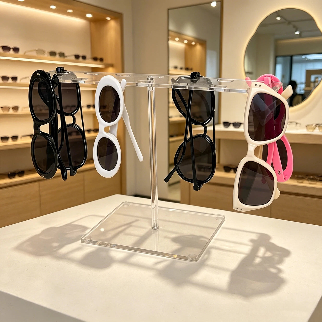 1pc desktop acrylic sunglasses/fashion glasses display rack, portable transparent home store universal storage organizing rack Oasis Select
