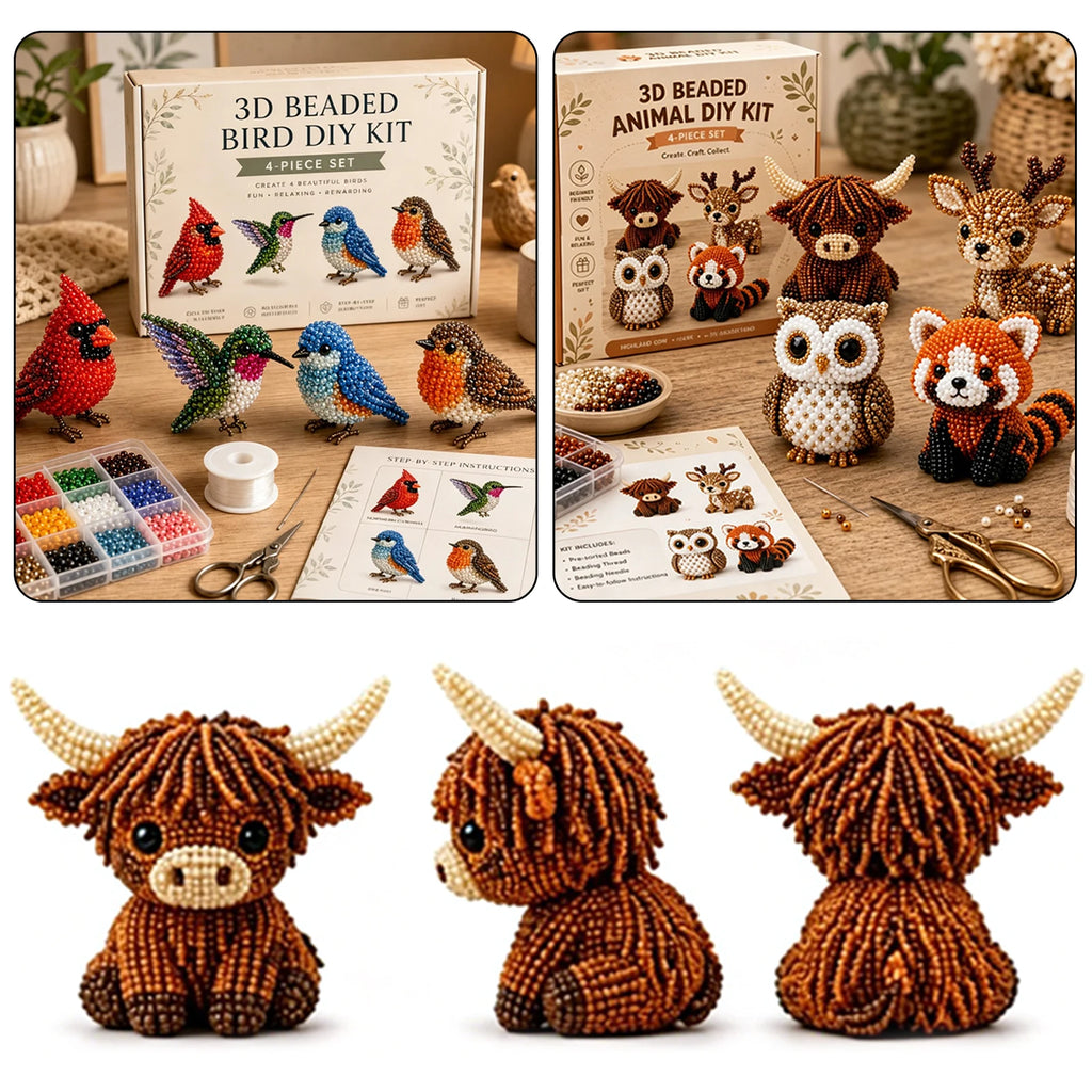 3D Beaded Animal Craft Kit – DIY Bead Pet Keychain Making Set