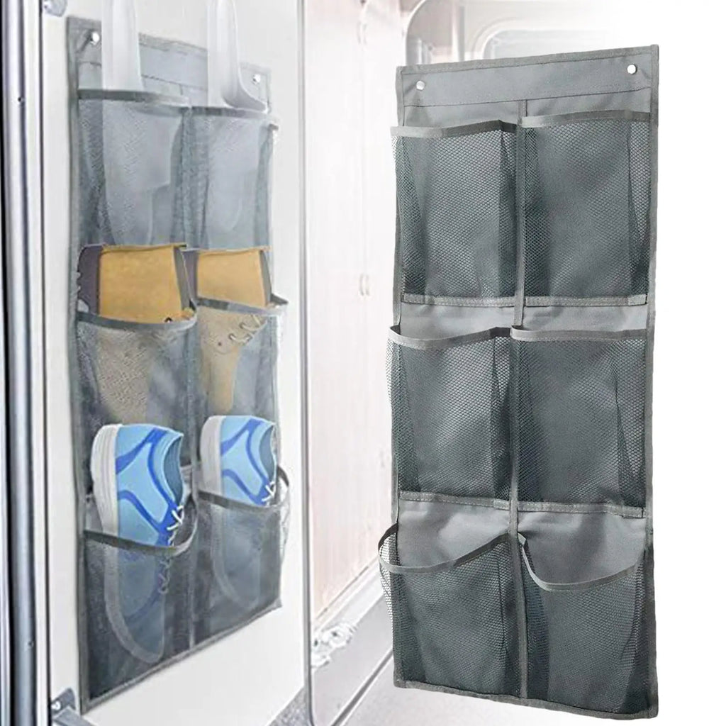 Wall-Mounted Storage Bag 6 Compartments Mesh Closet Shoe Holder Door Hangable Storage Basket Closet Hangable Storage Pockets Oasis Select