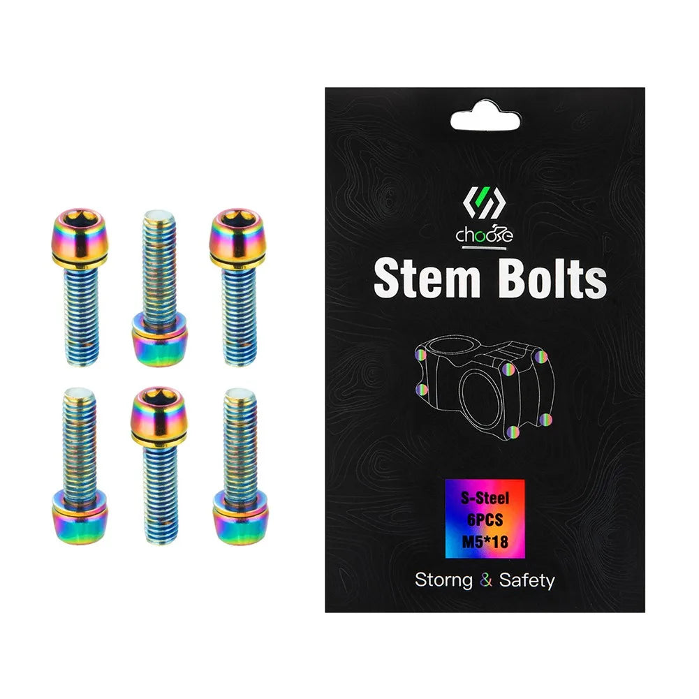 6Pcs M5 18mm Screws MTB Bike Aluminum Alloy Bolts Handlebar Stem Shifter Screws Fasteners Mountain Bicycle Cycling Parts Oasis Select color