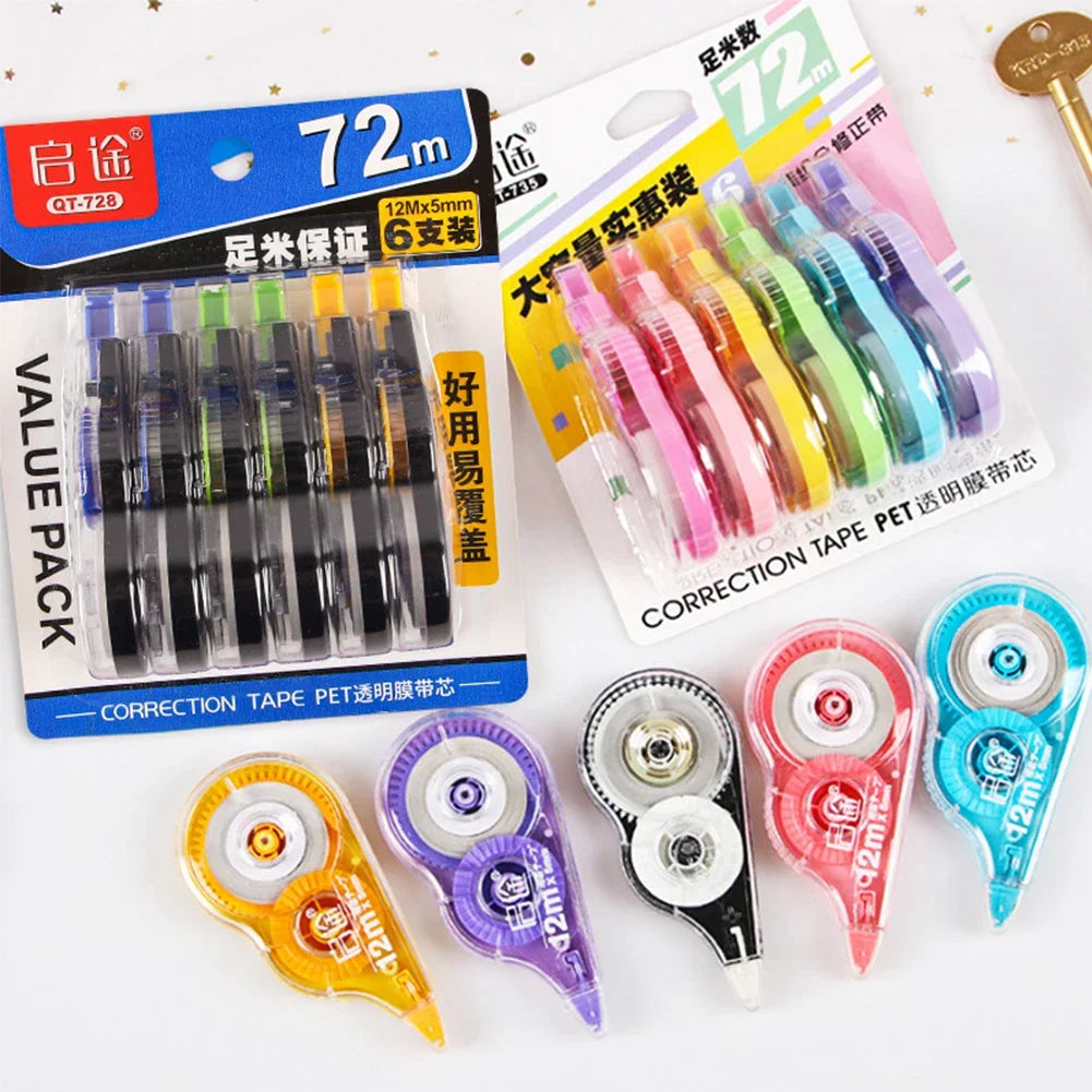 6-Pack Correction Tape Rollers 5mm – 72m Total | Students & Office