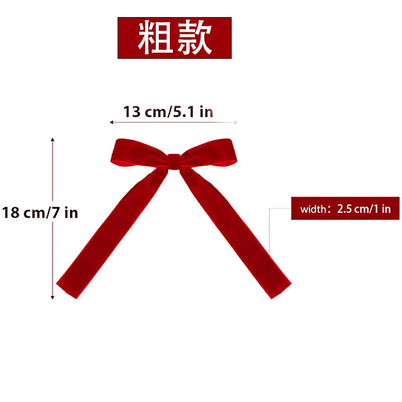 Velvet Ribbon Christmas Tree Dress Bows Decorate Holiday Accessories Scene Display Hanging Ornaments Oasis Select Bold red 12pcs
