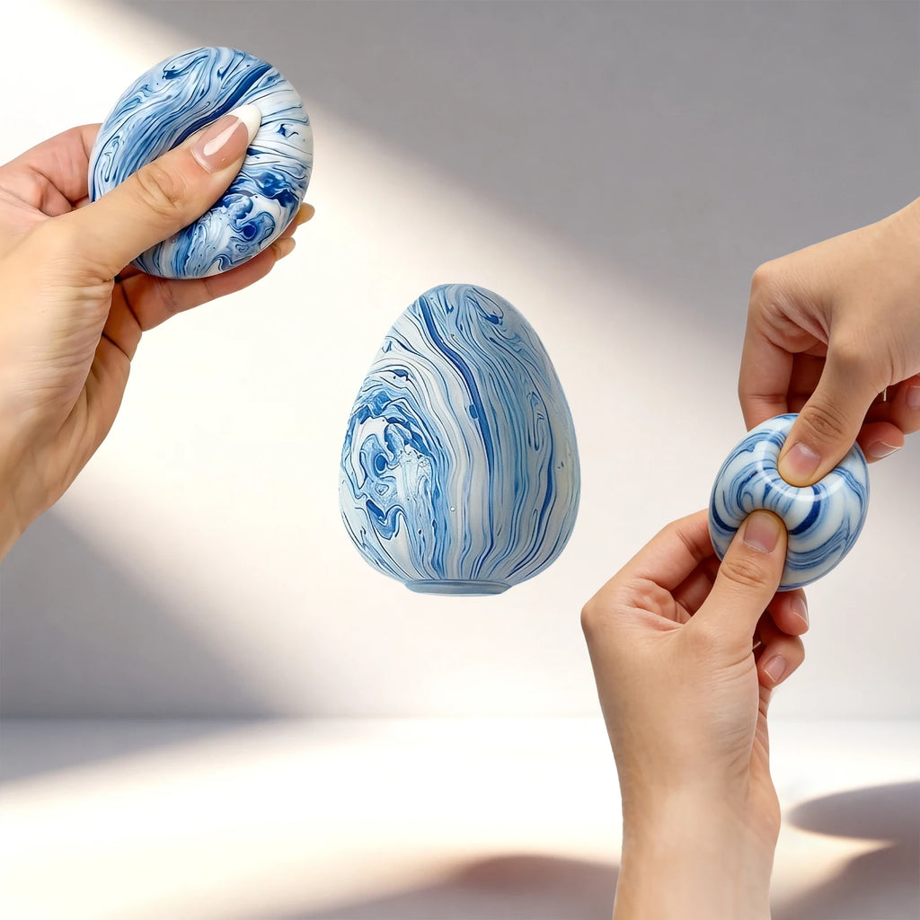 Simulated Egg Stress Ball Toy Cute Stress Relief Toy Slow Rebound Squeeze Toy for Adults Kids Non-bounce Fidget Toy 4 Colors Oasis Select Blue