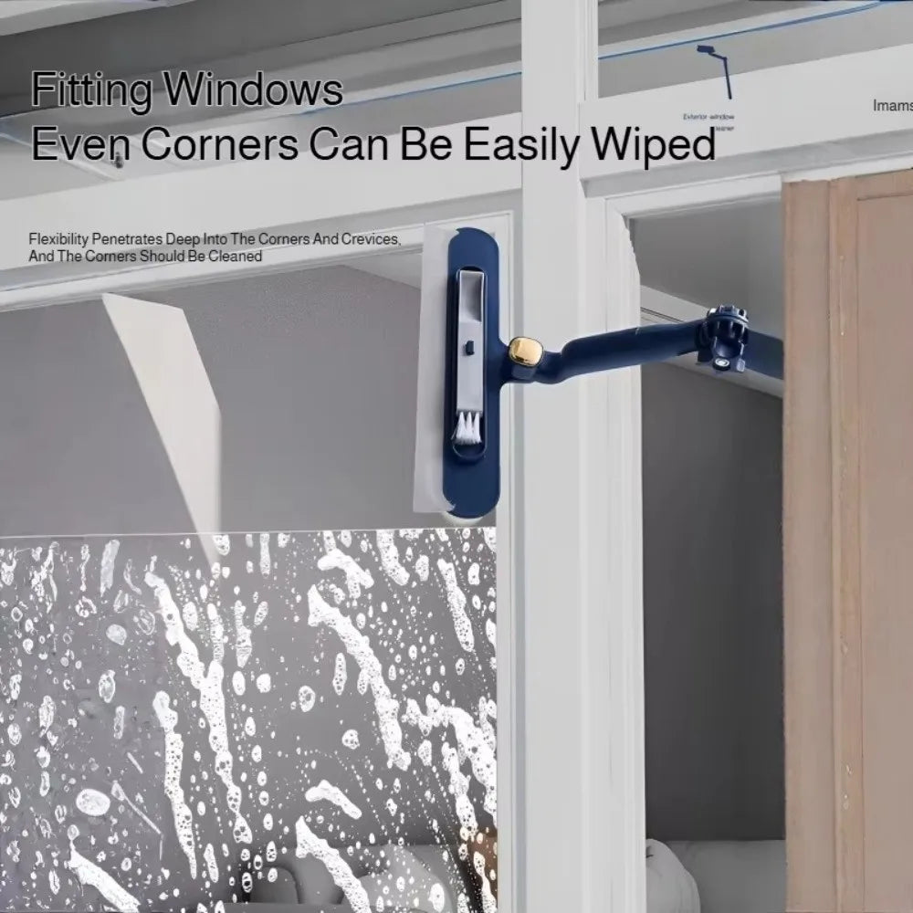 2 in1 Highrise Special Glass Brush with Squeegee Extended Handle Household Window Cleaner Universal Rotatable Oasis Select