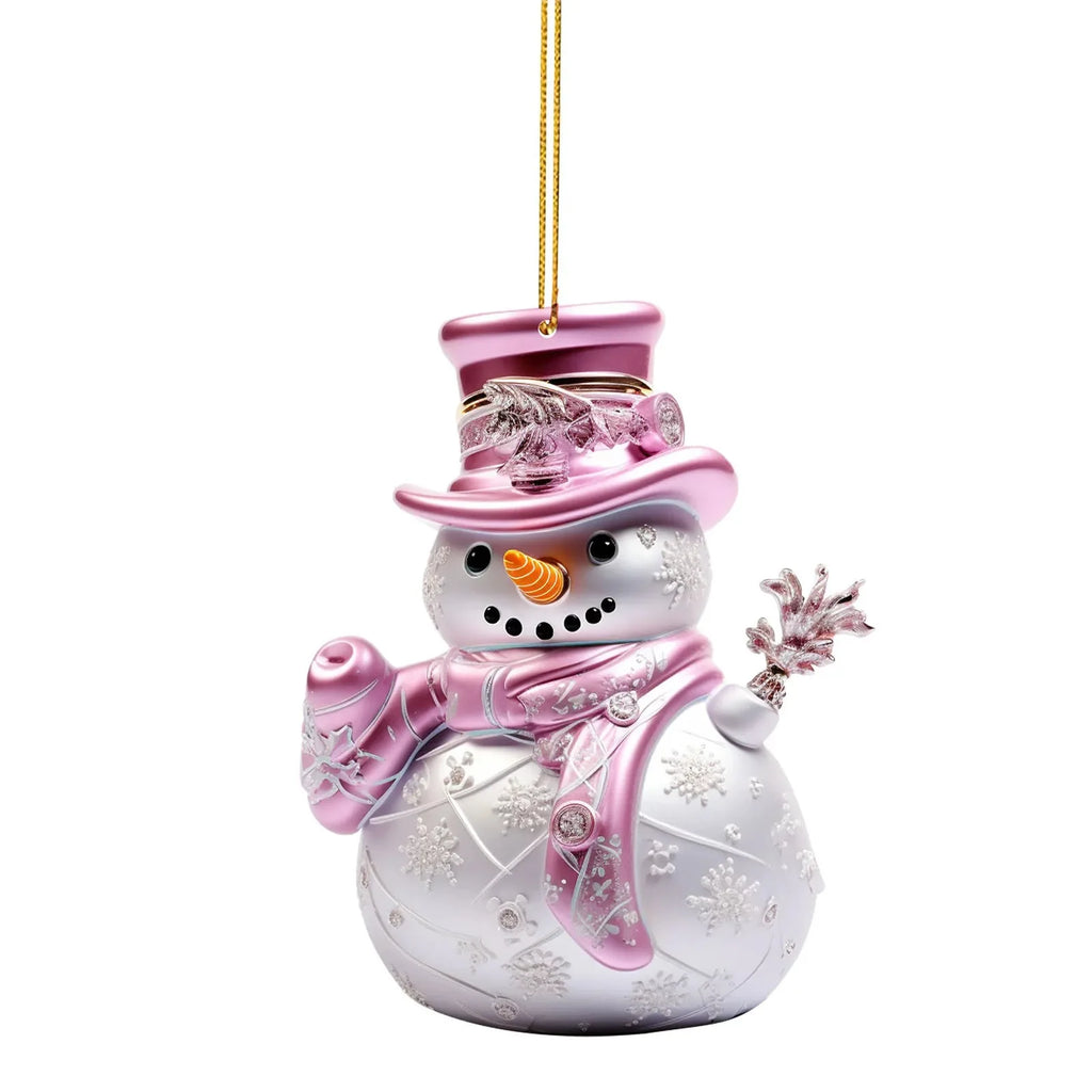 8cm Pink Snowman Hanging Pendants Christmas Decorations Xmas Tree Pink 2D Acrylic Ornaments Home Holiday Decoracion 2025 Navidad Oasis Select Style 2