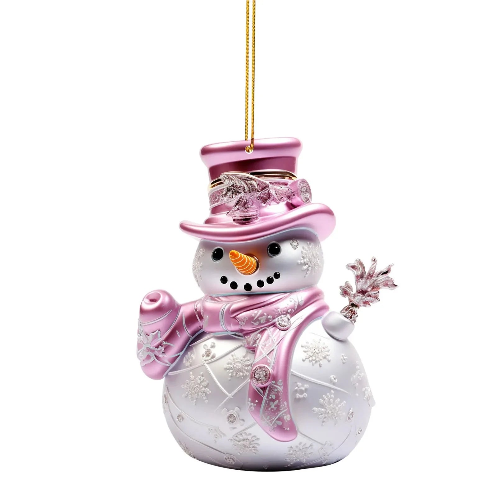 8cm Pink Snowman Hanging Pendants Christmas Decorations Xmas Tree Pink 2D Acrylic Ornaments Home Holiday Decoracion 2025 Navidad Oasis Select Style 2