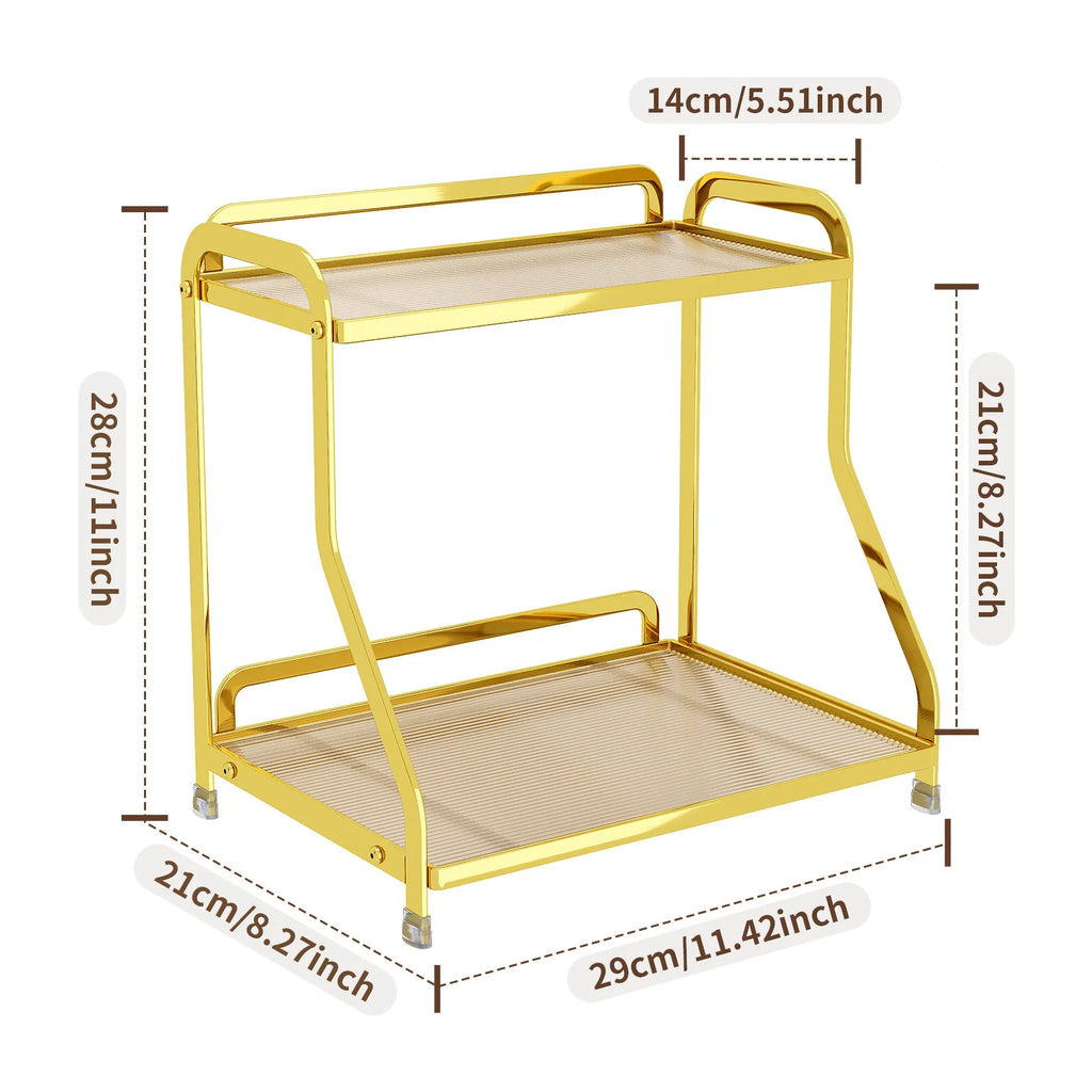 Desktop Shelf Dresser Cosmetics Storage Rack Bathroom Perfume Finishing Rack Ornament Jewelry Rack Oasis Select Second layer gold
