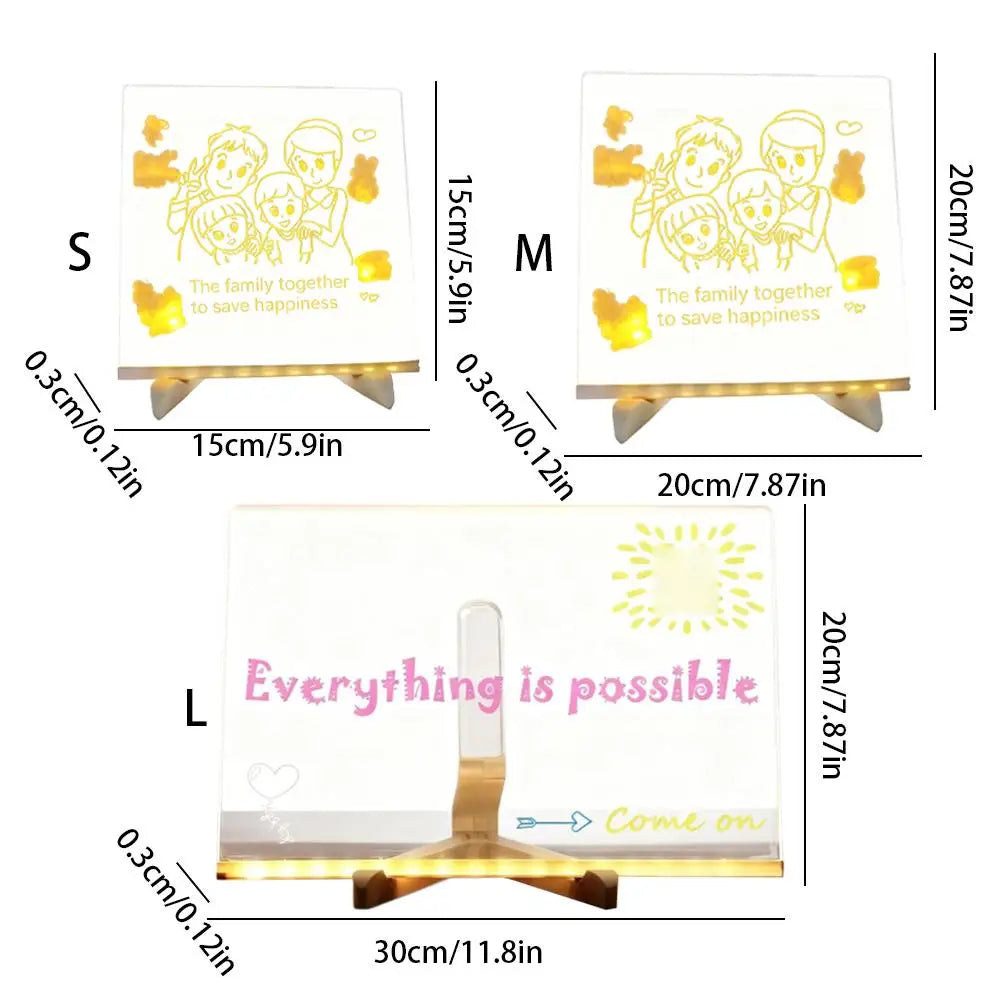 LED Acrylic Message Board with 7 Color Pens – Glowing Drawing Lamp LED Drawing Board Oasis Select