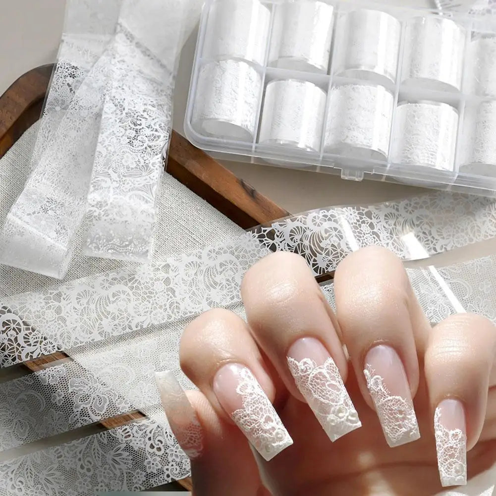 10-Roll Lace Nail Foil Transfer Strips – DIY Nail Art Wraps Nail Foil Wraps Oasis Select