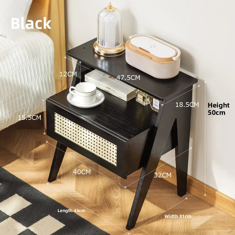Bedside table, bedroom simple modern small cabinet, simple small bedside storage cabinet, household new storage bedside cabinet Oasis Select black