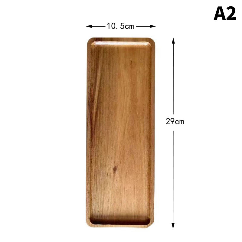 Natural Solid Wood Tray Japanese Style Round Dessert Plate Snack Fruit Dish Wooden Tableware Kitchen Food Serving Platter Oasis Select A2