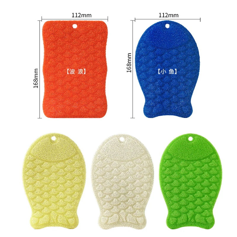 6pcs Colorful Fish Pattern Kitchen Dishcloths Non-Stick Bubble Dish Towels Household Cleaning Sponges for Home Oasis Select