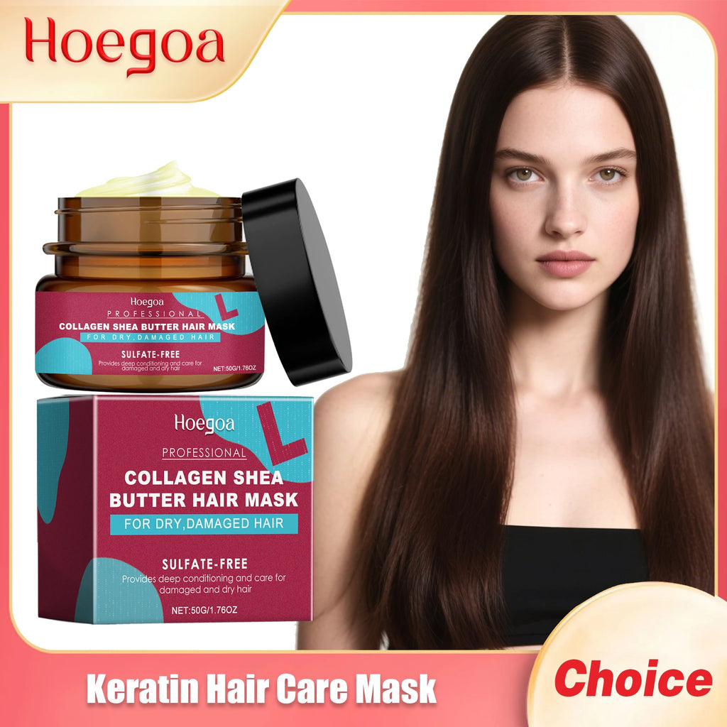 Hoegoa Keratin Hair Care Mask Nourish Smooth Scalp Massage Oil Control Keep Healthier Root Pure Plant Conditioner for Curly Hair Oasis Select