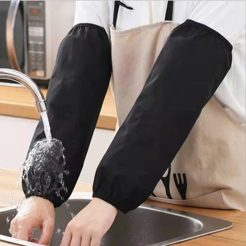 2pcs Heavy-Duty Black Faux Leather Arm Sleeves - Waterproof & Oil-Resistant for Kitchen, Occupational Work & Industrial Use Oasis Select