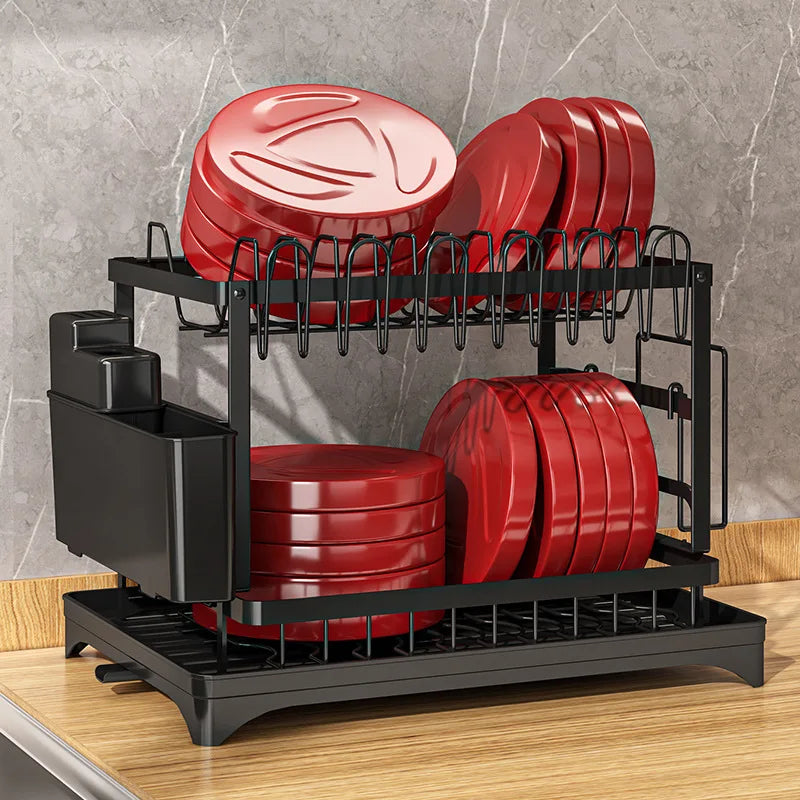 Kitchen Bowl Rack Drain Rack Household Shelf Multifunctional Dishes Storage Box Cupboard Oasis Select