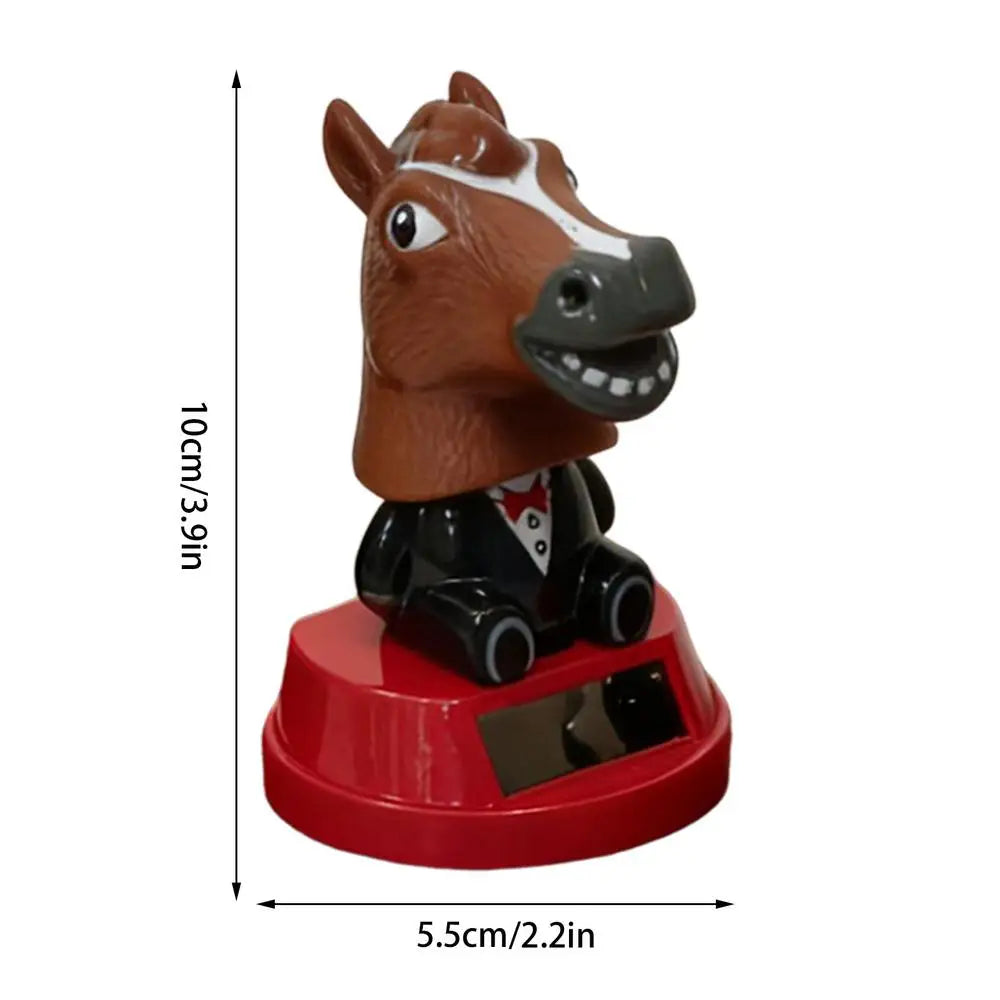 Car Ornament Solar Ornament Bobblehead Doll horse Shape Ornament Gift Creative Interior Car Supplies Car Dashboard Ornament Oasis Select Brown