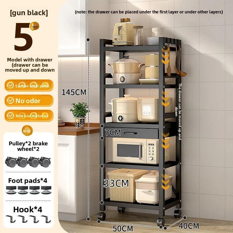 Kitchen Rack Floor-to-ceiling Multi-layer Crevice Storage Oven