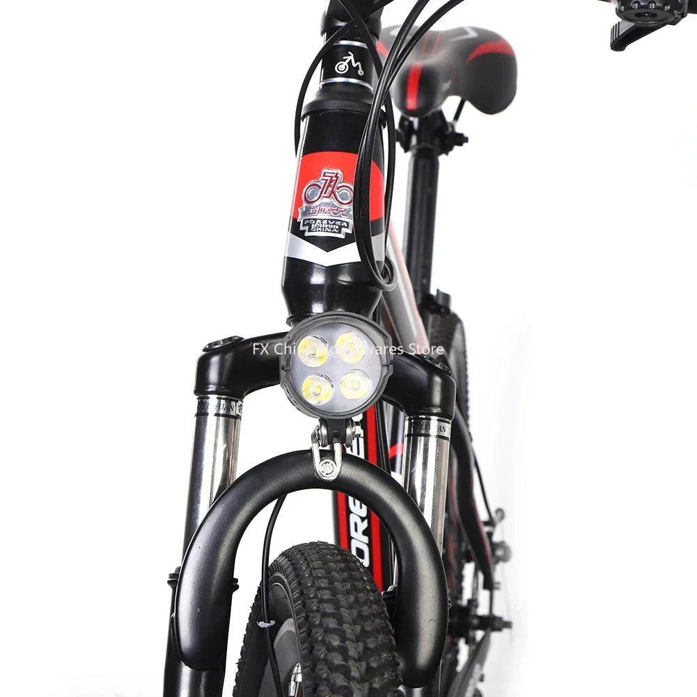 E-Bike Horn Light Electric Bicycle 4 LED Headlight 12W Waterproof 2 in 1 Horn and Light Switch Bicycle Flashlight Oasis Select