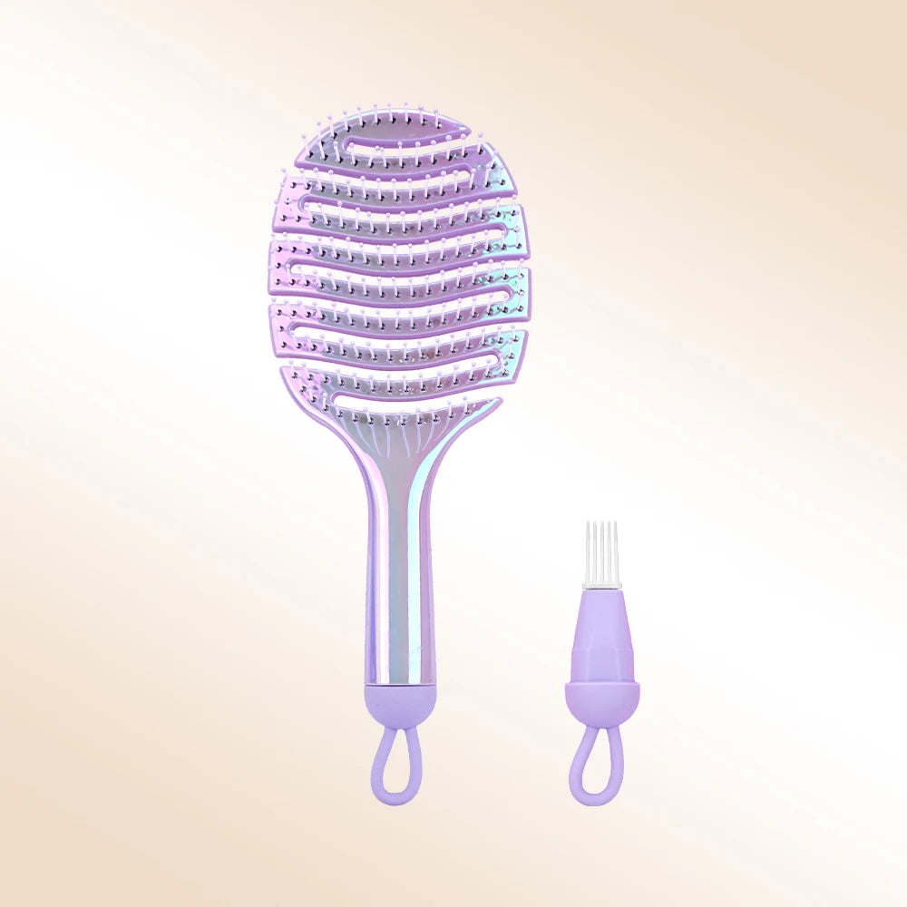Iridescent Crescent Moon Detangling Hairbrush & Scalp Massager Detangling Hairbrush Oasis Select TJ3176-purple