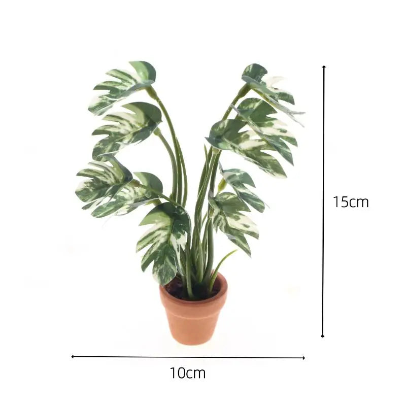 1/12 Scale Dollhouse Miniature Monstera Plant Potted Home Decoration Bonsai Garden Model Oasis Select