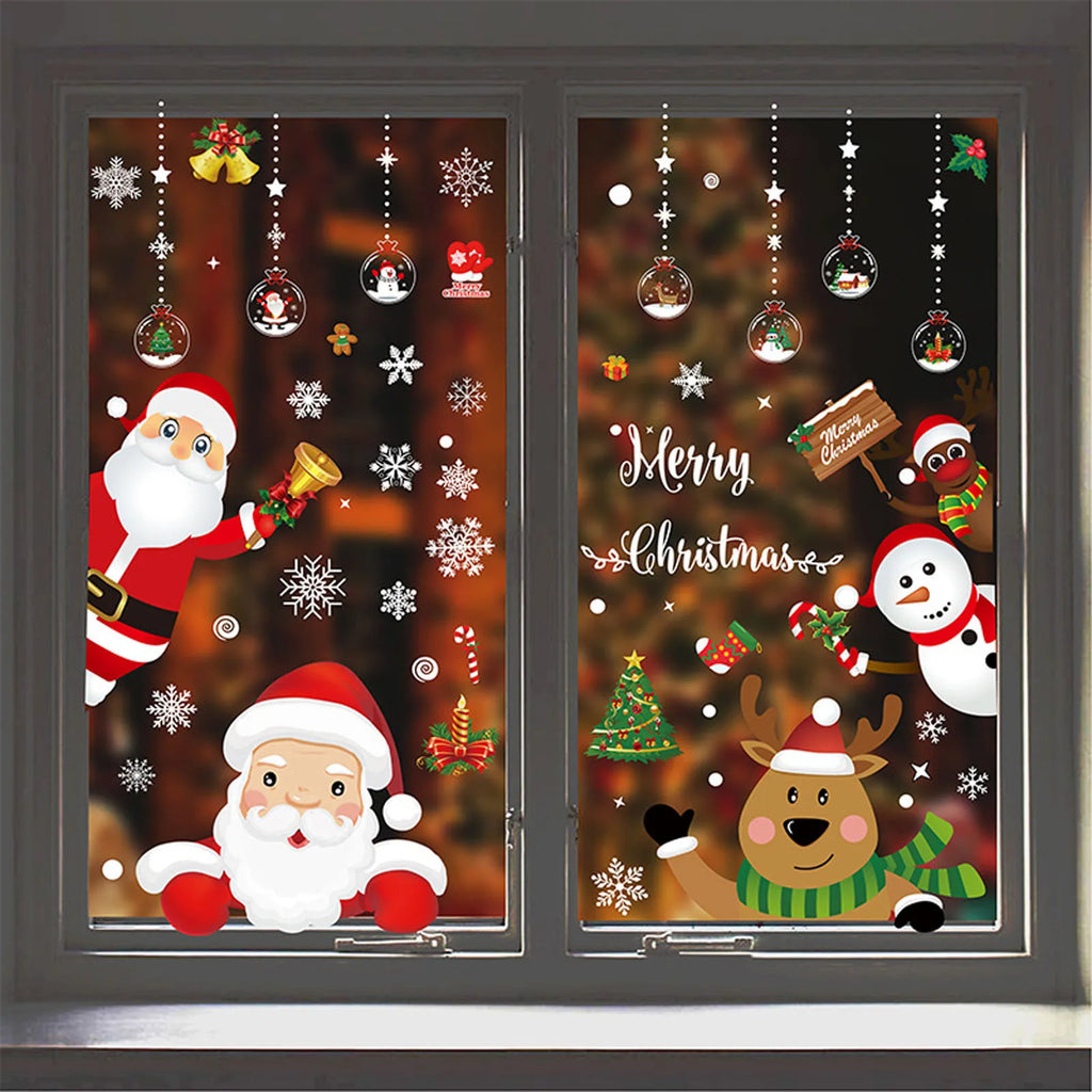 Christmas Electrostatic Window Stickers – Santa & Reindeer Holiday Window Clings Oasis Select