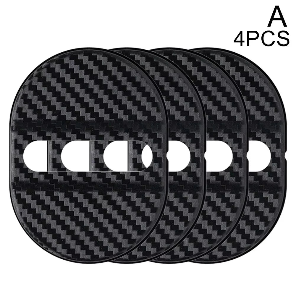 4Pcs Carbon Fiber Door Lock Covers | Peel & Stick Car Protectors