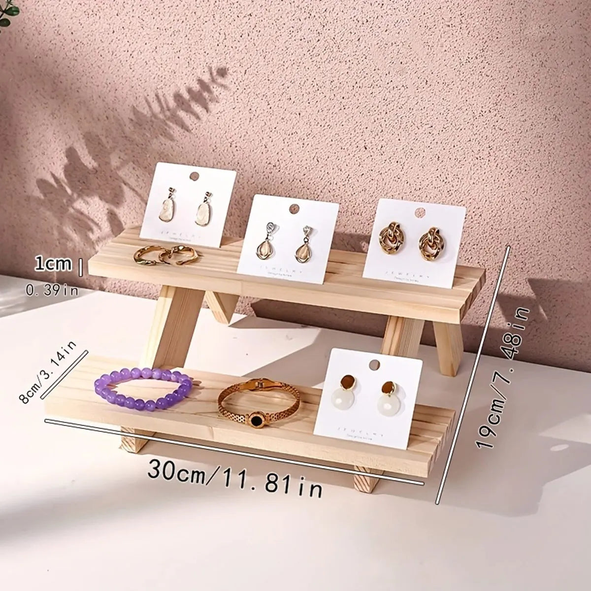Wooden display rack, ear stud rack, perfume, jewelry, ear ring storage rack, desktop small commodity display rack Oasis Select 2 Tier