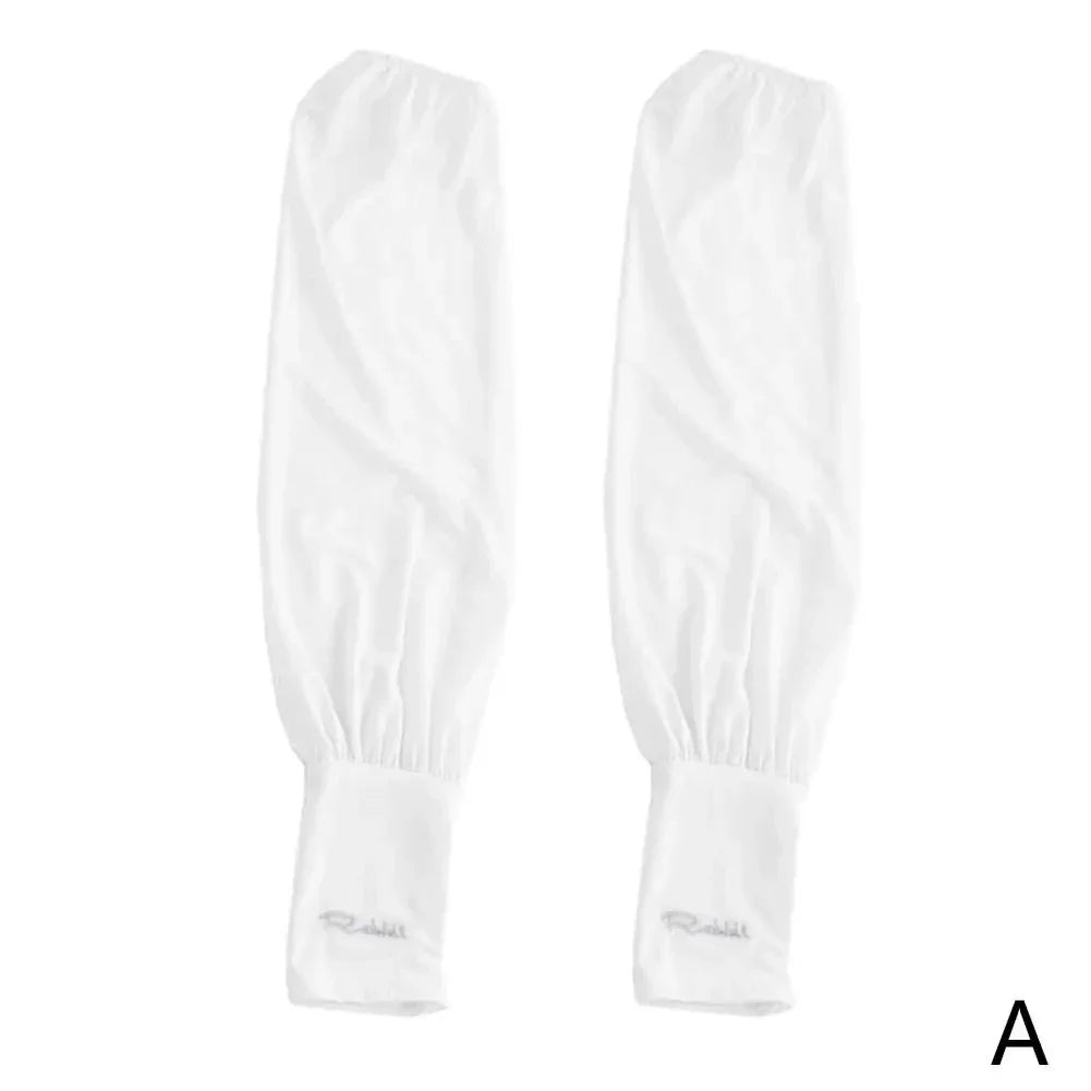 Summer Loose Sunscreen Driving Ice Silk Sleeve Female Long Length UV Protection Arm Arm Glove Sleeves Super Soft Breathable Oasis Select WHITE