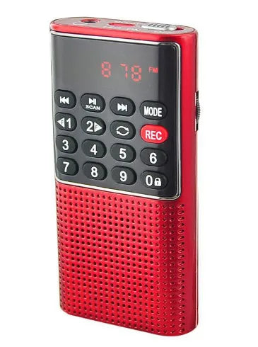 SW/AM/FM Battery Operated Telescopic Antenna Digital Radio Built-in Speaker Portable Mini Radio for Indoor Outdoor Emergency Use Oasis Select Red L-328